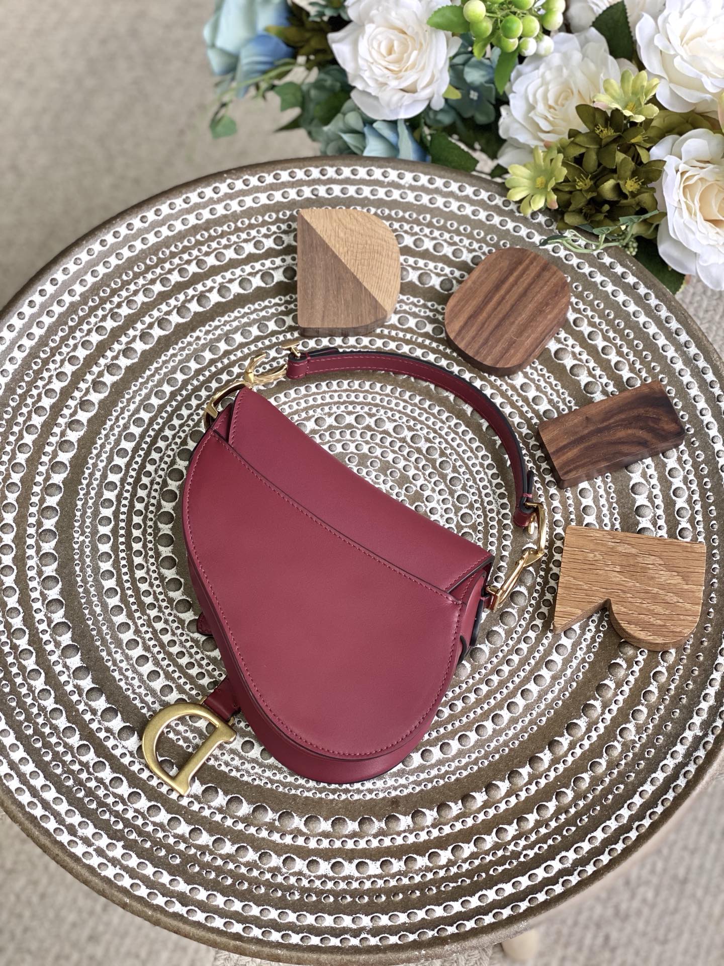 Dior Saddle 馬鞍包-平紋-小號棗紅色-19.5cm