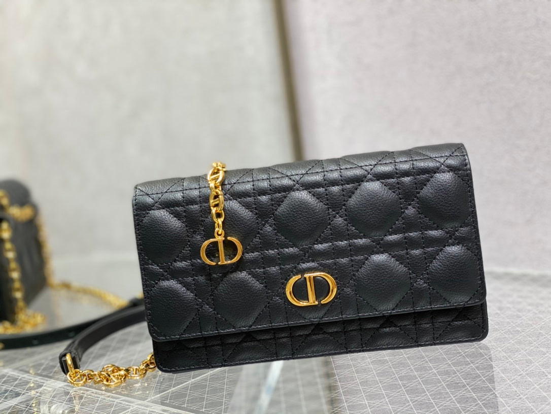 Dior-Caro 菱格紋 小牛皮 鍊條包