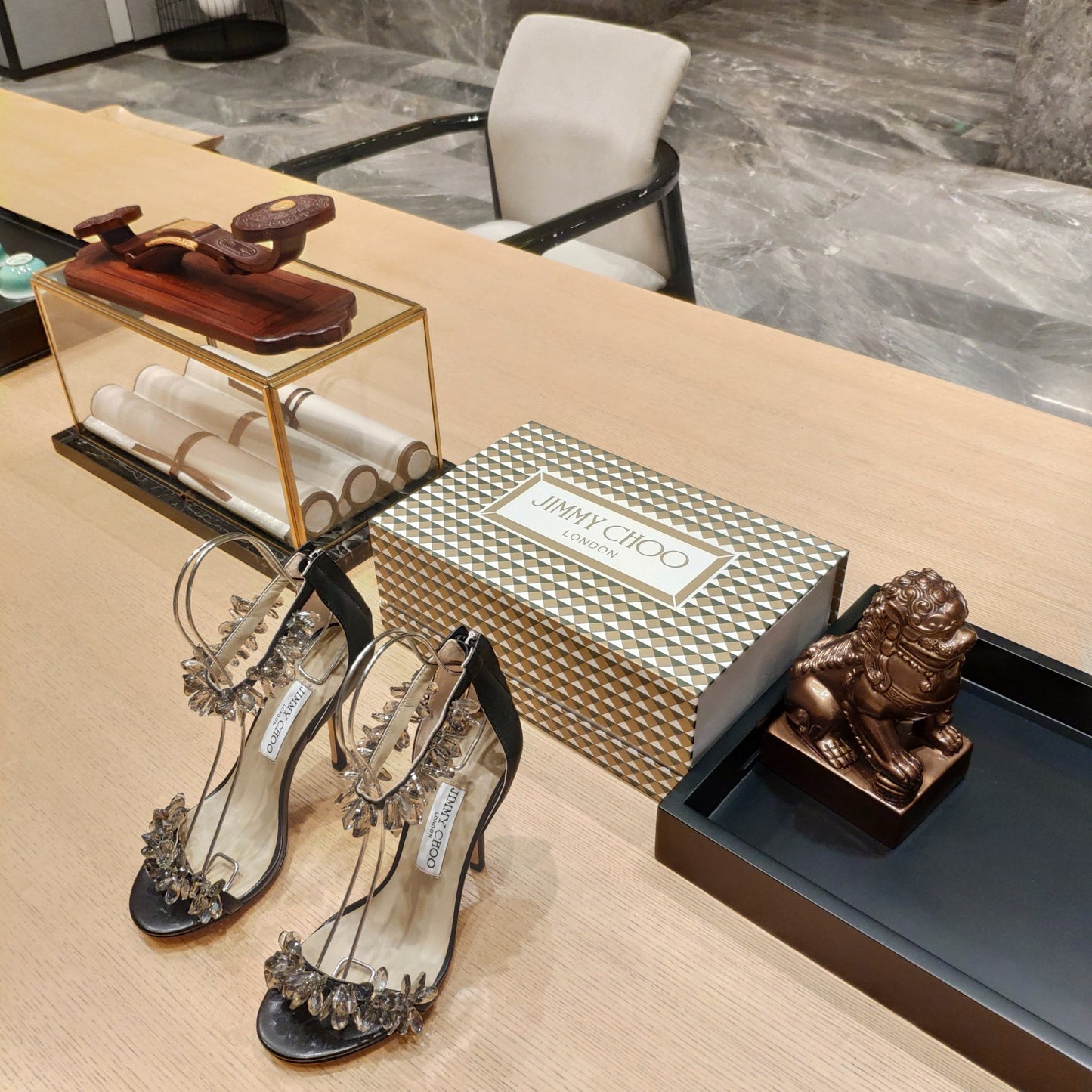 JC傑米-水晶高定系列 細跟涼鞋 黑色
