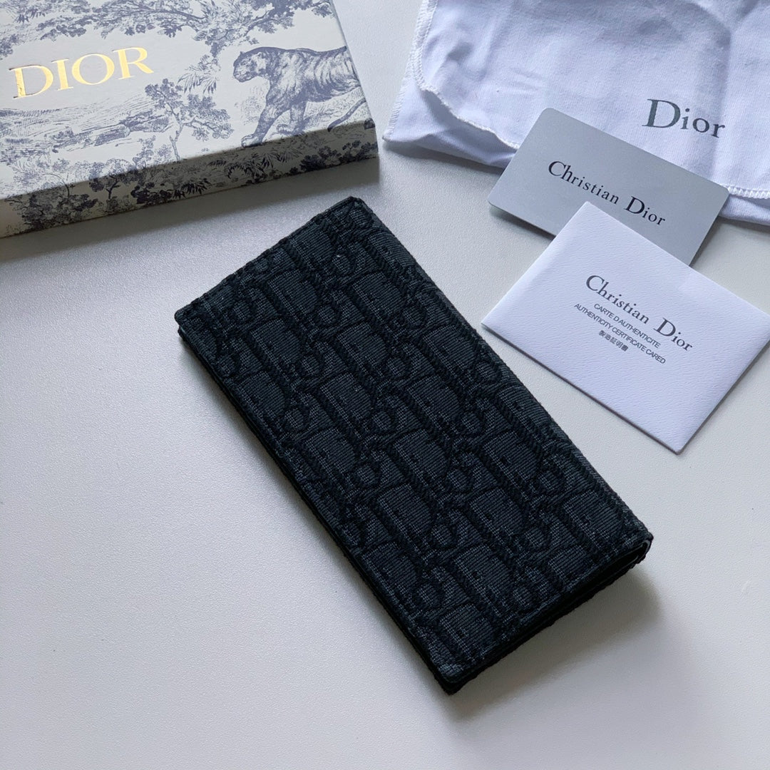 Dior 黑色提花帆布 男款長夾