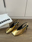 Jil sander-方頭高跟涼鞋 金色