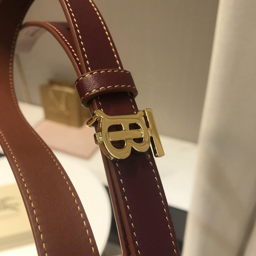 巴B家-咖色金扣皮帶-2.0cm
