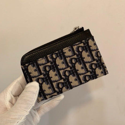Dior 老花拉鍊零錢包-銀Logo