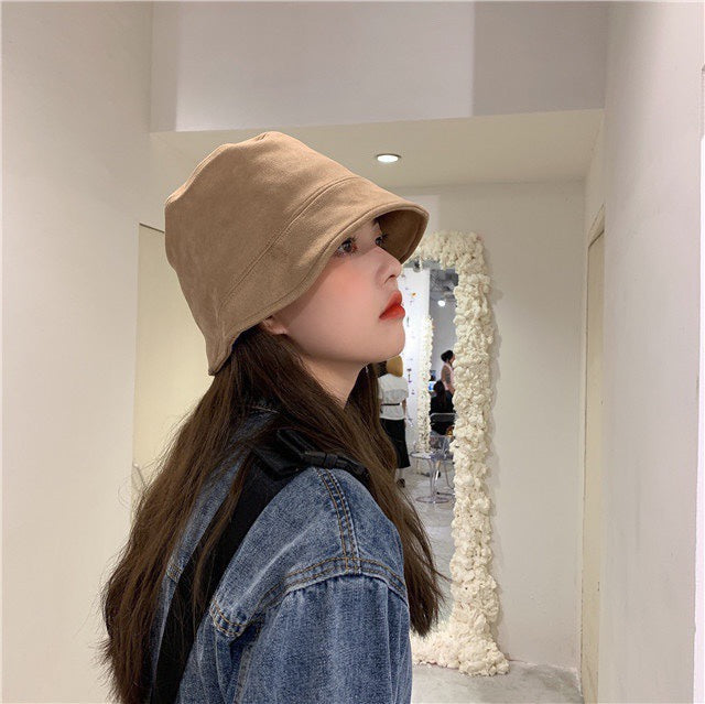 賽C家-鹿皮絨漁夫帽 杏色