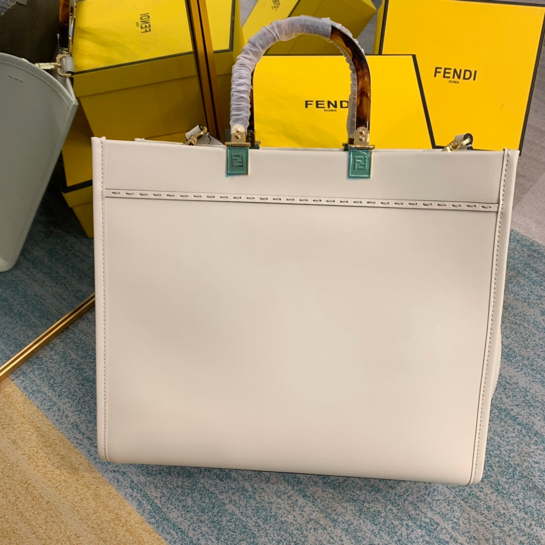 芬F家-Fendi Sunshine-中號粉色牛皮手提袋