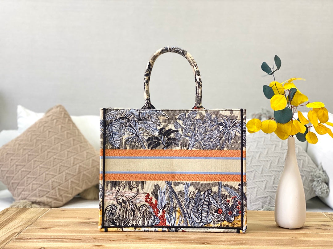 Dior Book Tote-大號41.5cm-藍椰子樹