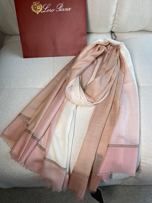 L-Piana-撞色銀絲格紋羊絨披肩-90*200cm