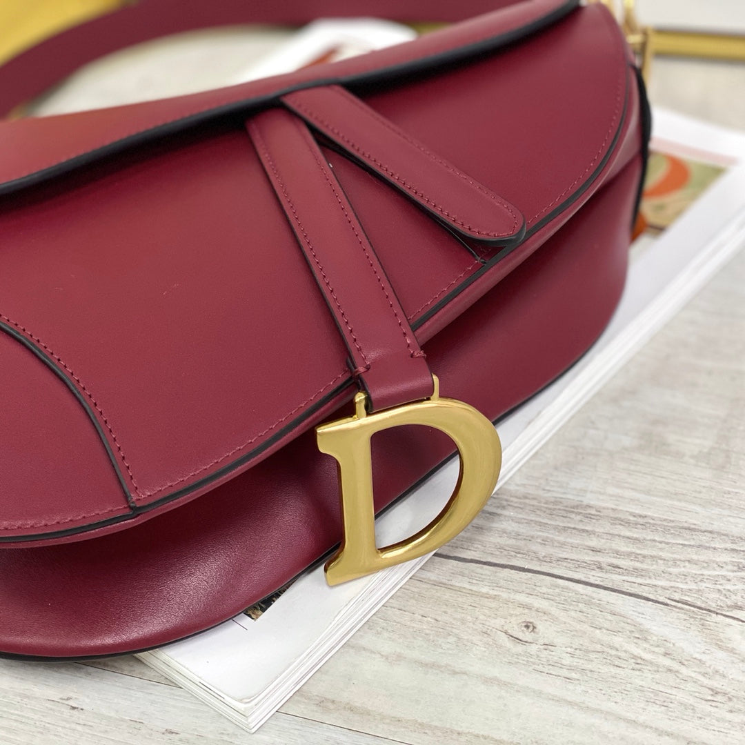 Dior Saddle 馬鞍包-平紋-大號棗紅色-25.5cm