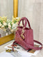 Dior Lady Dior-漆皮金扣-20cm-木槿粉