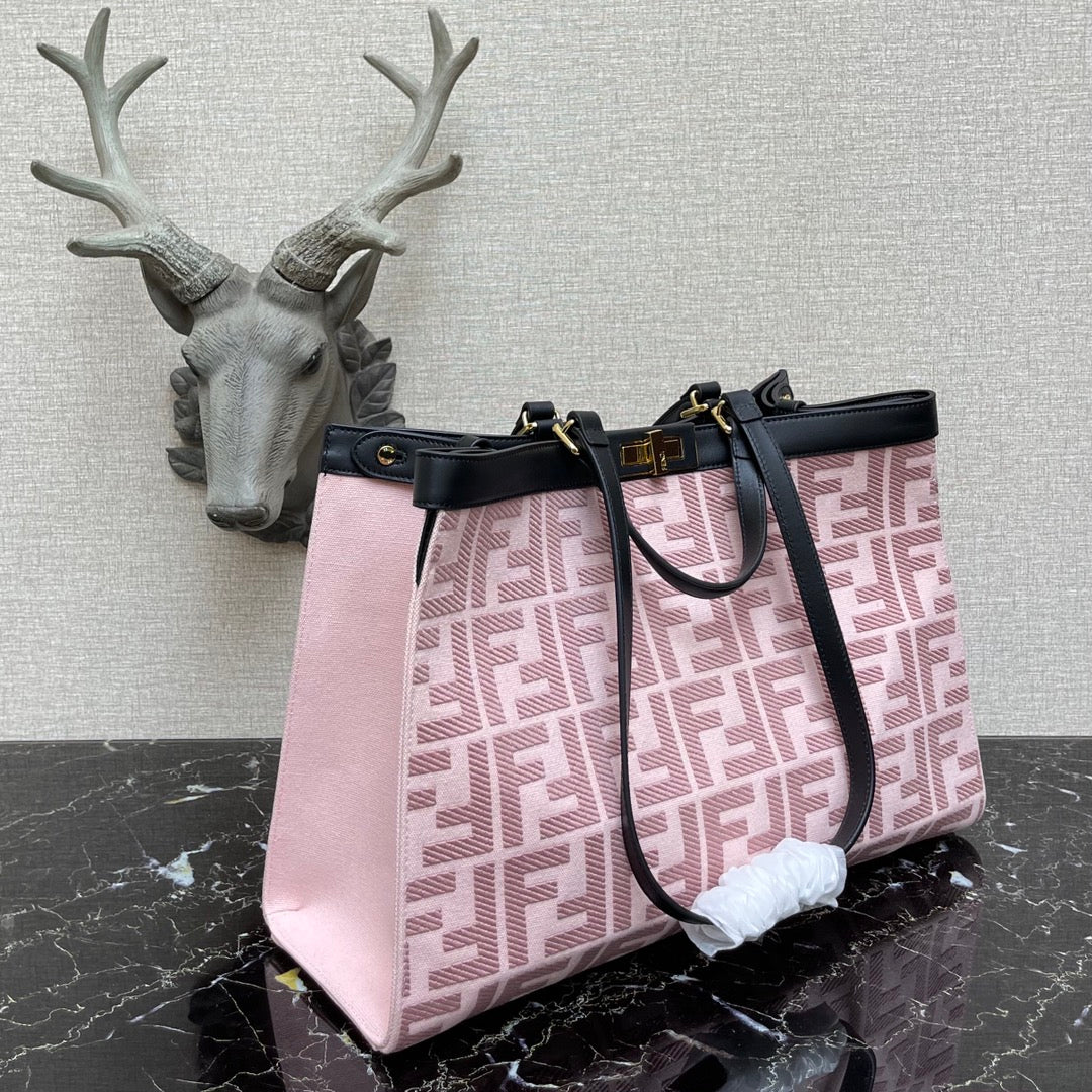 芬F家-PEEKABOO-TOTE-粉色皮革手提