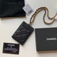 Chanel 證件套-黑色荔枝皮金釦