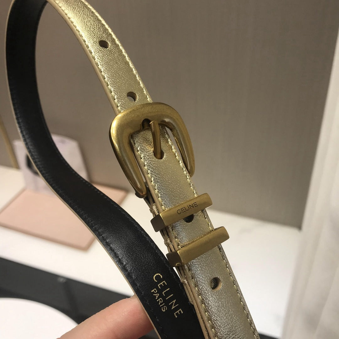 賽C家-金色金扣皮帶-1.8cm