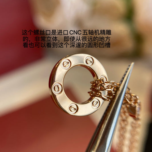 Cartier Love 雙鍊項鍊-玫瑰金色