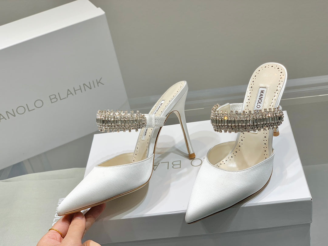 Manolo Blahnik-尖頭水鑽 高跟鞋 細跟鞋