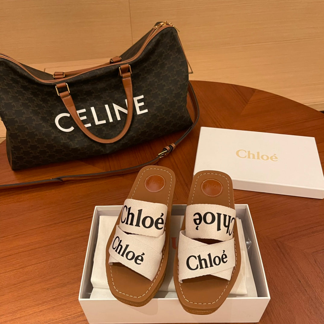 Chloe鞋-Chloe Woody Logo 厚底拖鞋