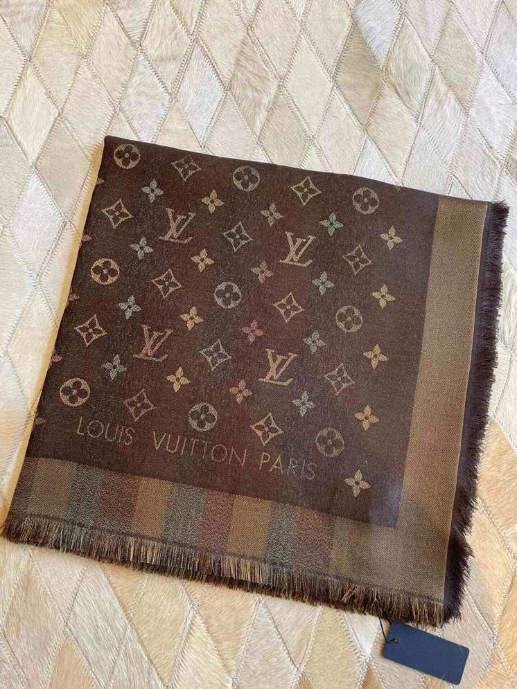路L家-彩金線條羊毛方巾