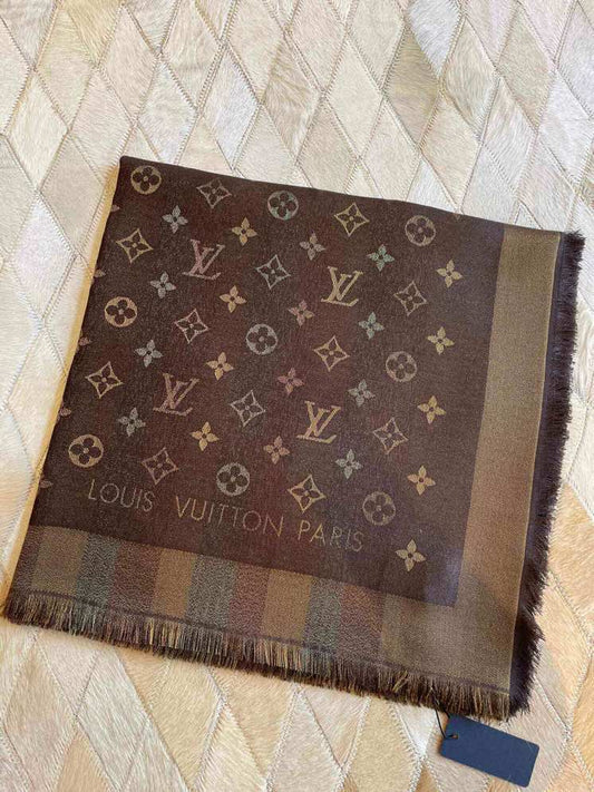 路L家-彩金線條羊毛方巾