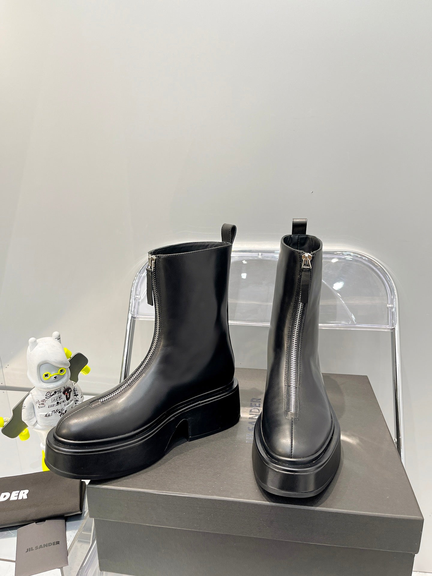 Jil sander-2022秋冬新款 前拉鍊厚底靴