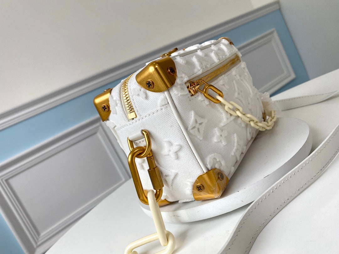 M44480 路L家-MINI SOFT TRUNK手袋 白色植絨