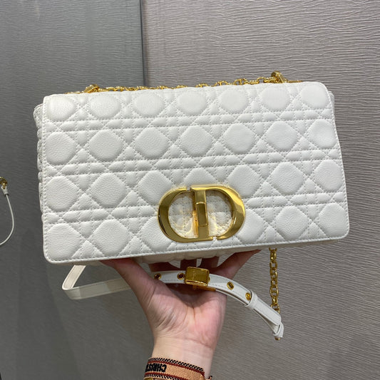 Dior Caro 大號28cm-白色小牛皮