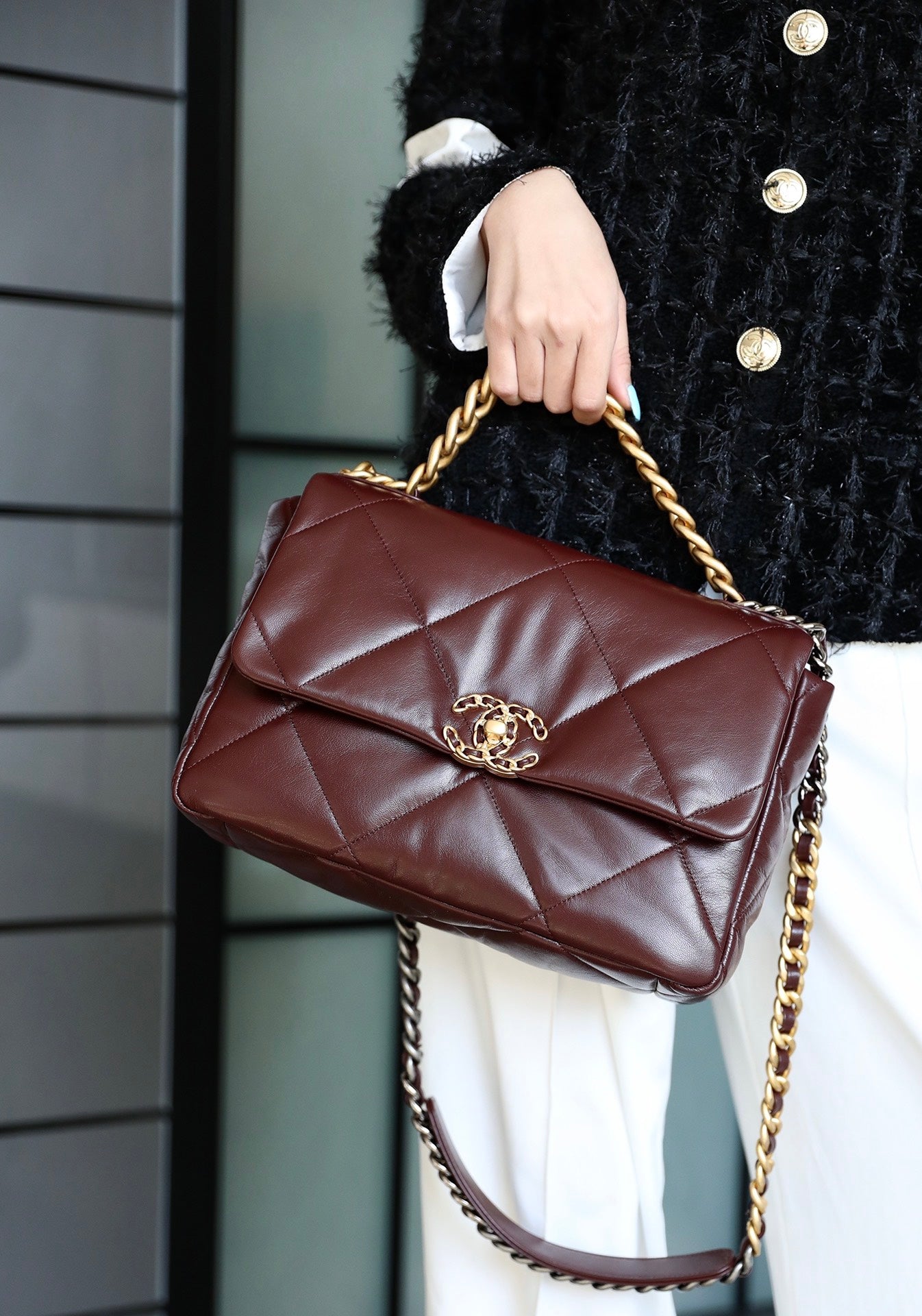 Chanel 19Bag-中號深棗紅