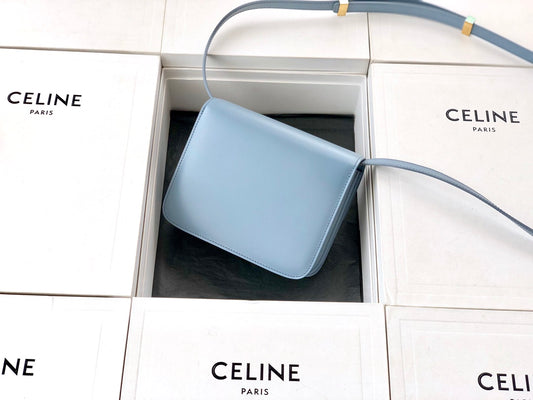賽C家-Box Teen 拋光小牛皮手袋-淺霧籃