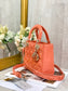 Dior Lady Dior-漆皮金扣-20cm-橙色