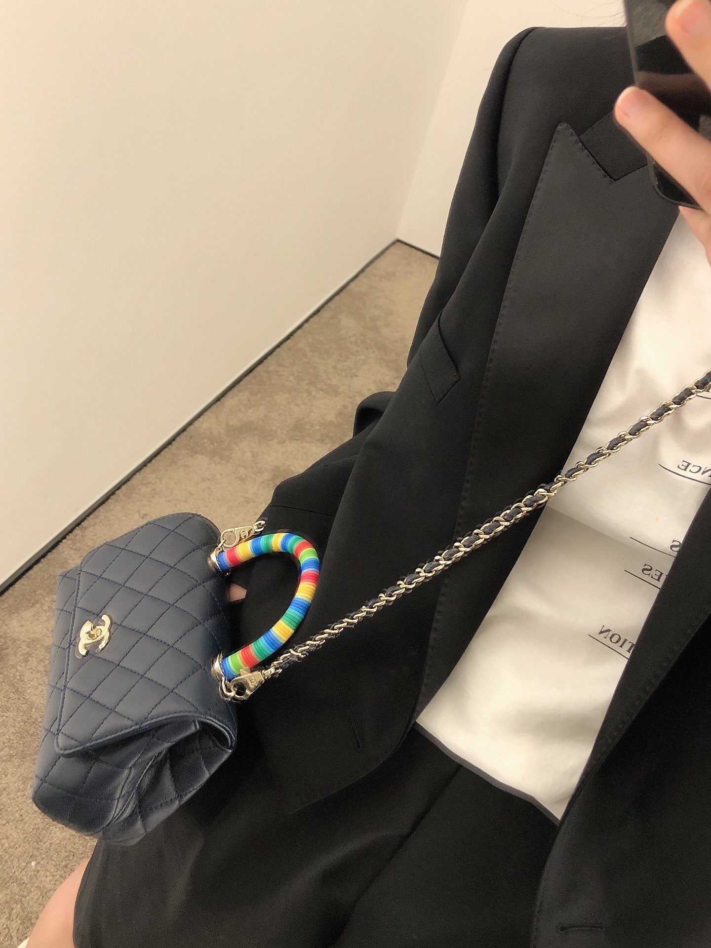 Chanel mini coco handle彩虹包-深藍色