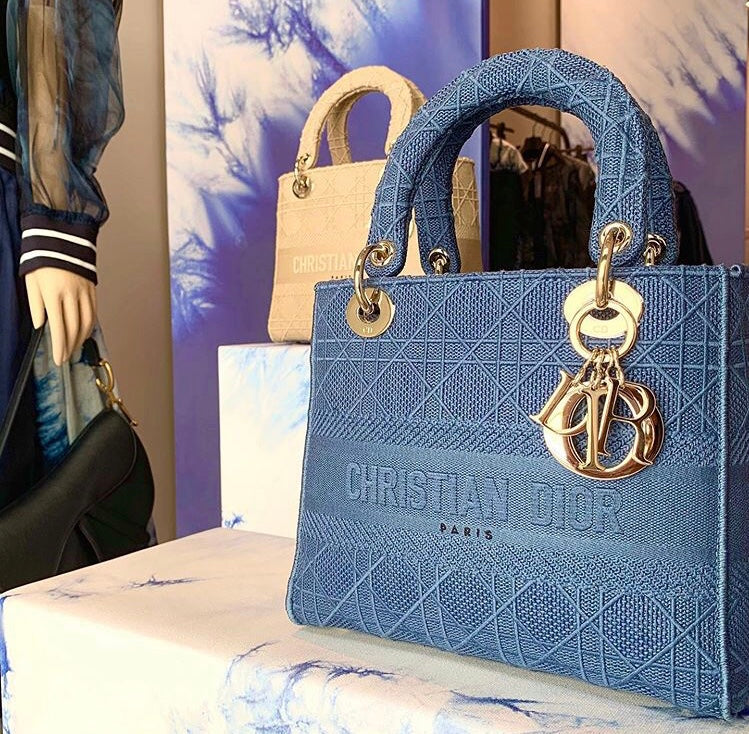 Dior Lady D-Lite手袋-24cm-丹寧藍