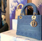 Dior Lady D-Lite手袋-24cm-丹寧藍