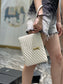 YSL 提花拼接文件手拿包-白色金扣-24cm