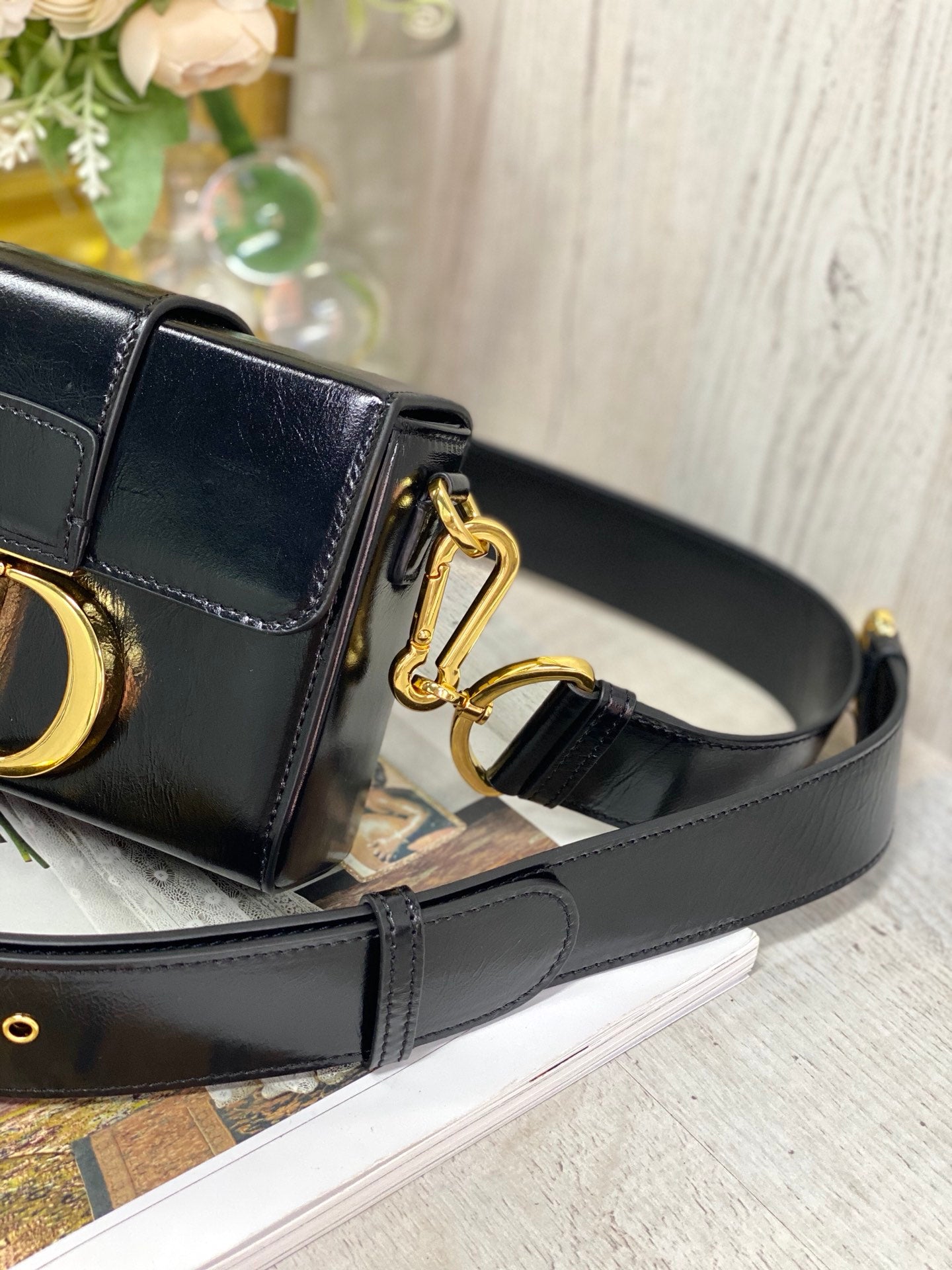 Dior 蒙田 Mini Box-17.5cm-金扣-黑
