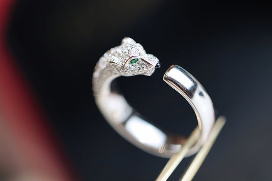 Cartier 美洲豹系列-白金半鑽-祖母綠
