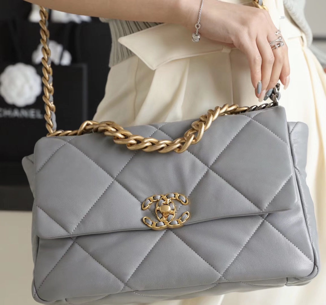 Chanel 19Bag-中號灰色