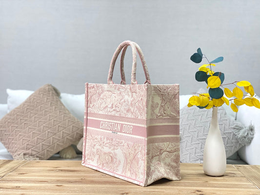 Dior Book Tote-大號41.5cm-刺繡粉老虎
