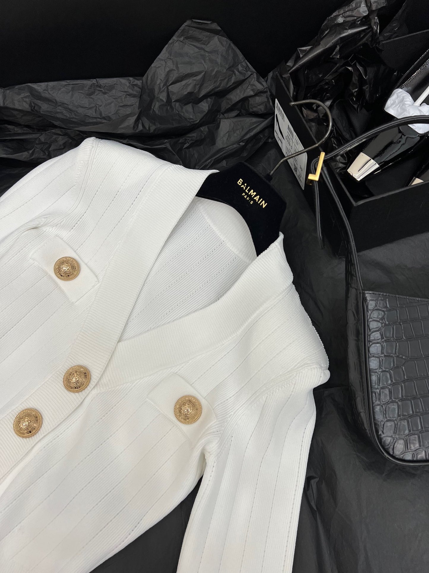 Balmain-22FW墊肩款針織開衫
