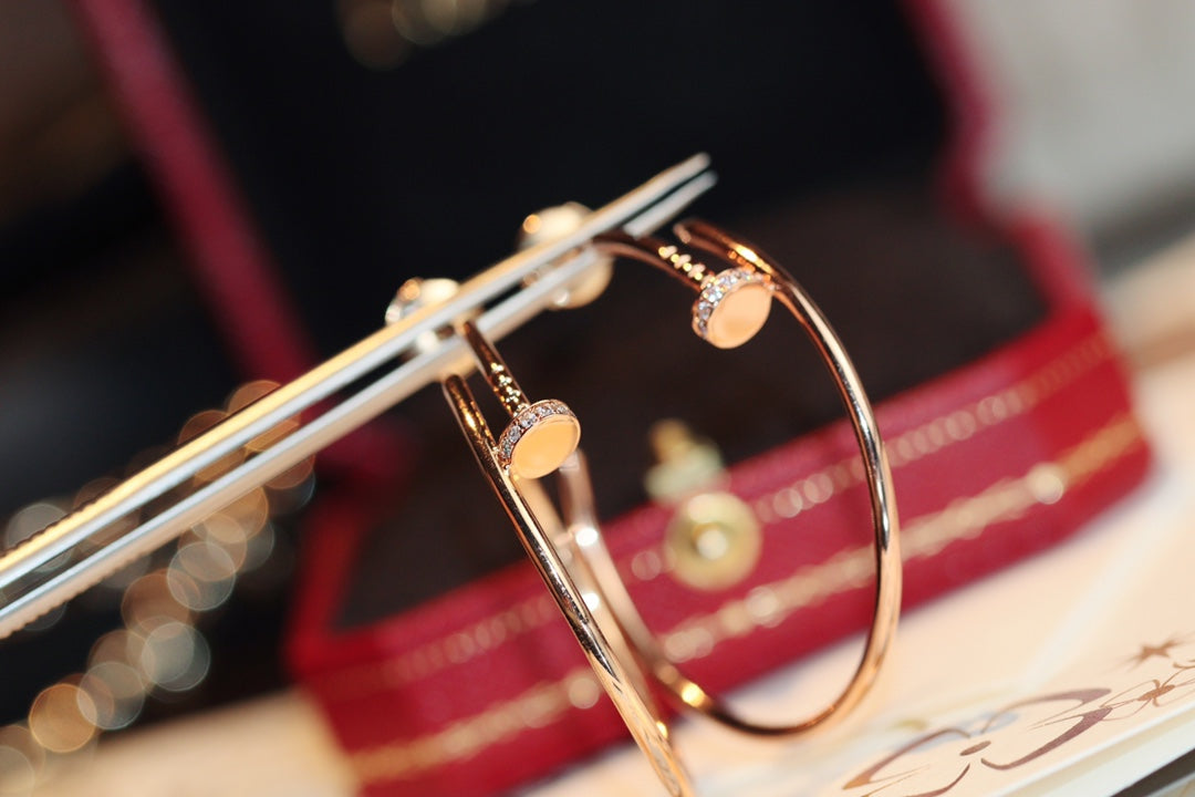Cartier 釘子耳環-玫瑰金/白金-半鑽