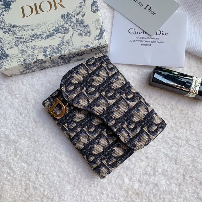 Dior 馬鞍老花三折短夾