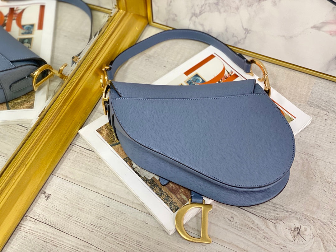 Dior Saddle 馬鞍包-手掌紋-大號海藍色-25.5cm