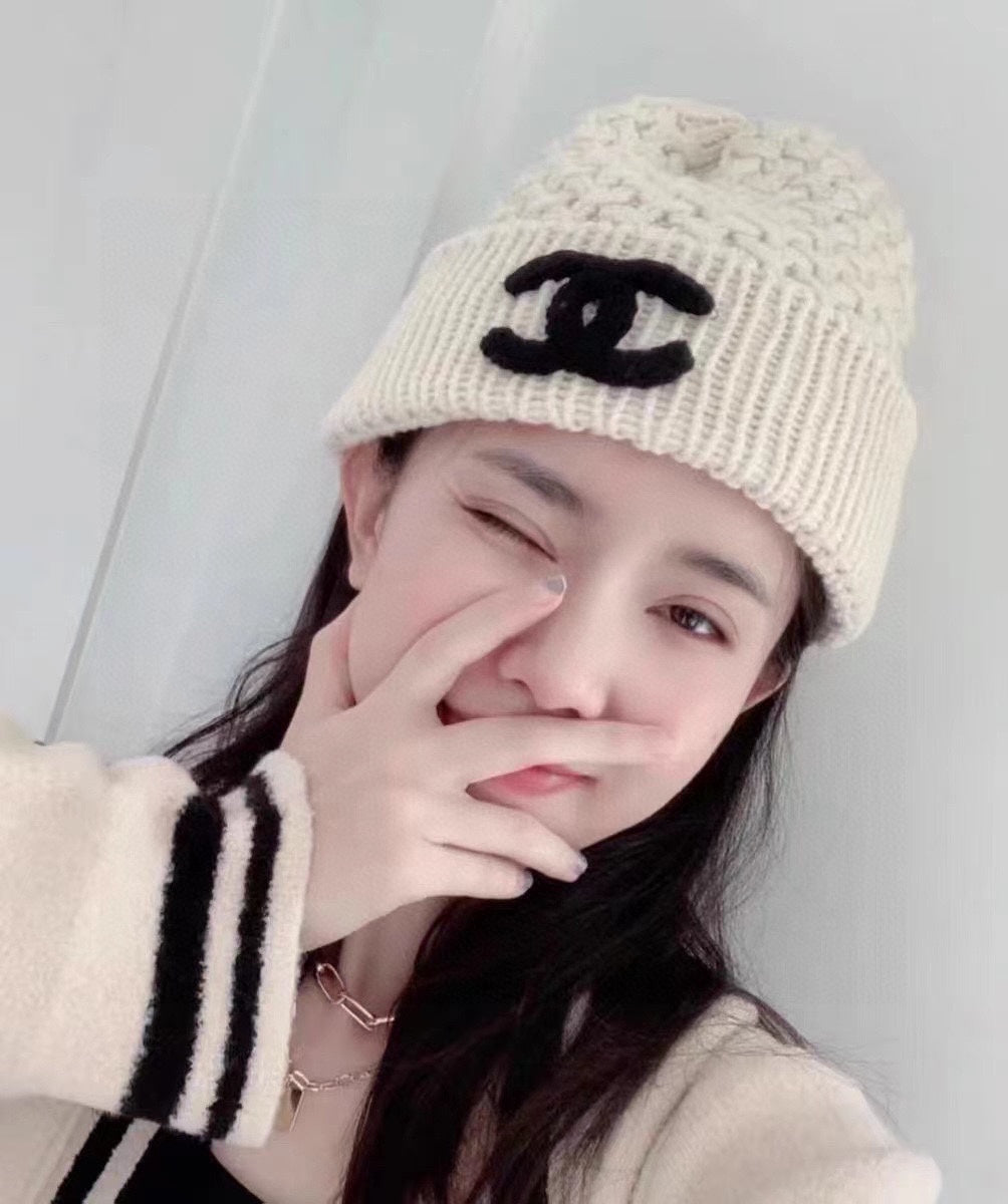 小香家-羊毛針織毛帽 白色