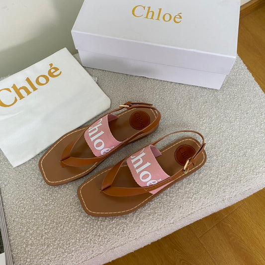 Chloe鞋-Chloe Woody Logo 涼鞋（粉）