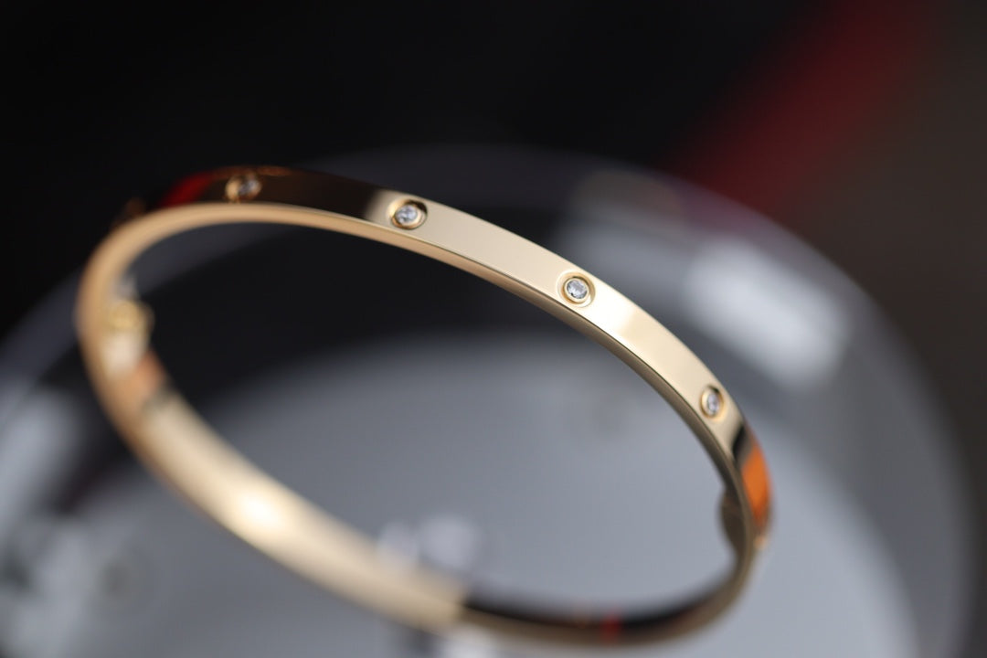 Cartier Love細版手鐲-白金/玫瑰金-6鑽/10鑽