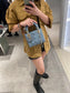 Dior-Mini Lady Dior手袋-三格黛妃-17cm-天藍珐瑯扣