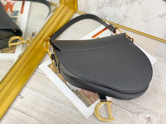 Dior Saddle 馬鞍包-手掌紋-大號黑色-25.5cm