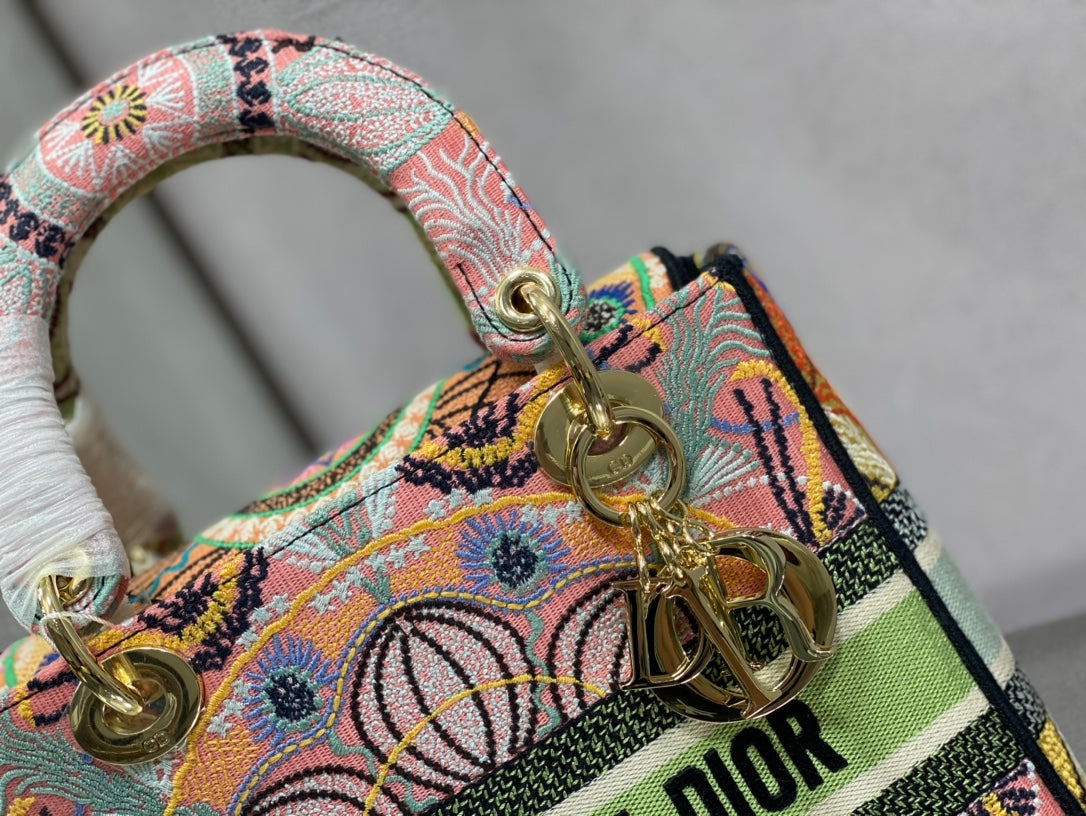 Dior Lady D-Lite手袋-24cm-多色花朵
