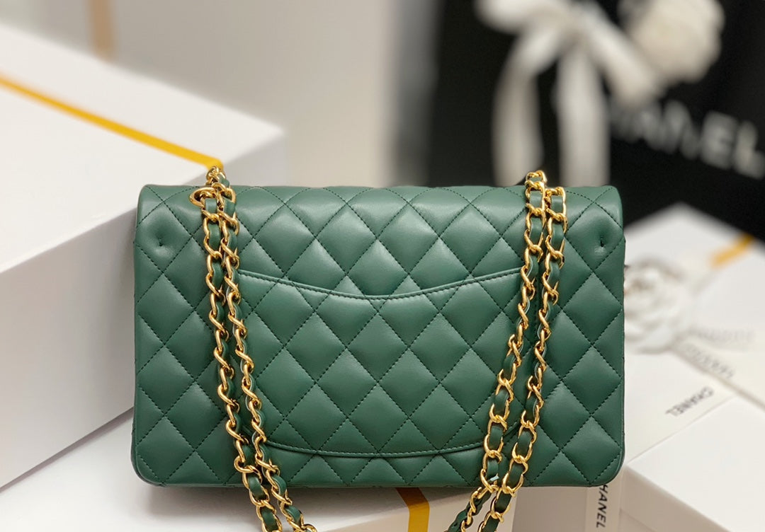 小香家-羊皮 CF包 綠色金扣 25cm