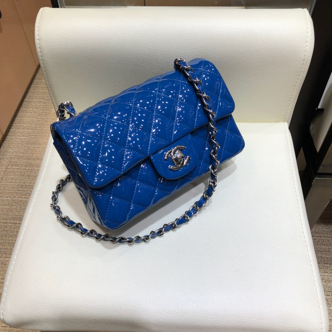 小香家-CF包 漆皮 銀鍊 20cm