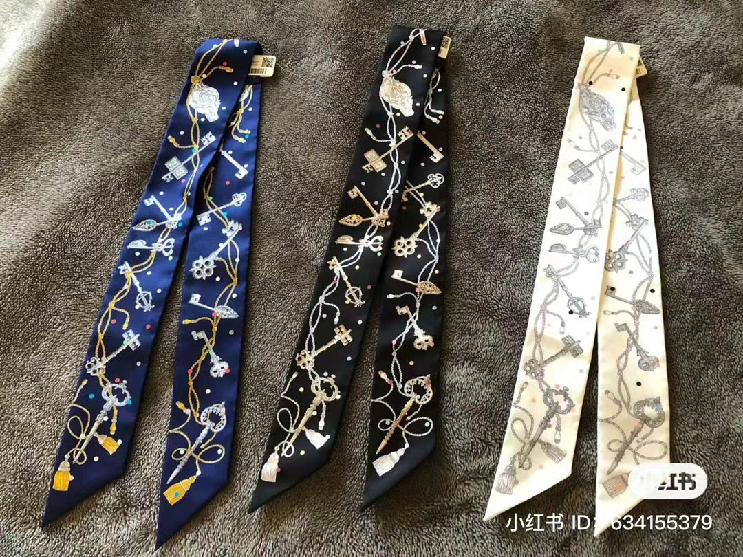 小愛款-Twilly-圓點鑰匙-5*86cm-100%真絲斜紋雙面