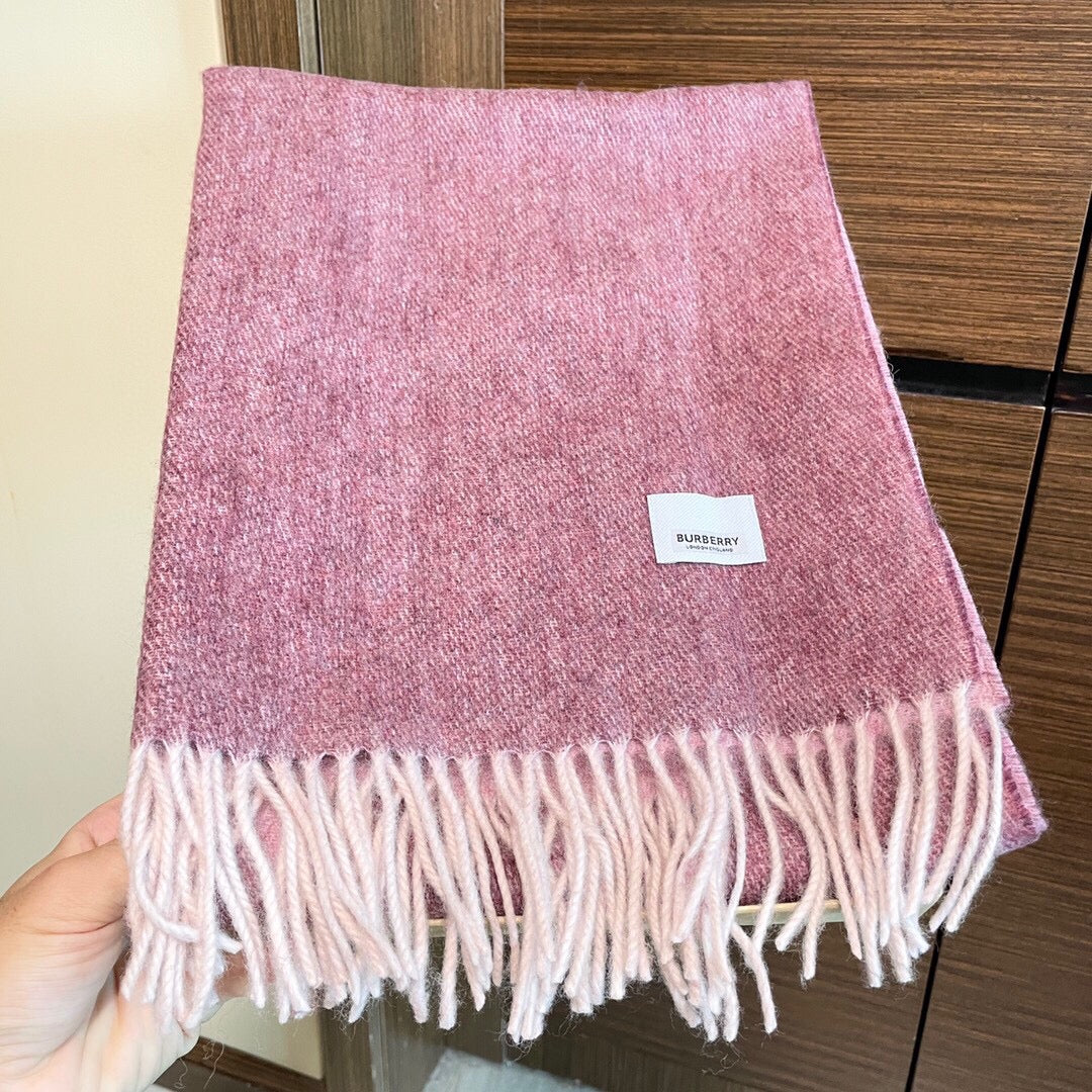 巴B家-頂級羊絨刺繡圍巾42*180cm 粉色