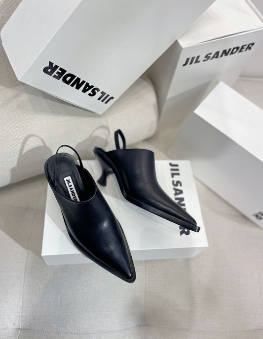 Jil sander-2022春夏 走秀新款 牛皮尖頭貓跟拖鞋